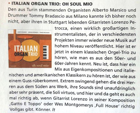 Italian Organ Trio in "Gitarre & Bass" 7/19